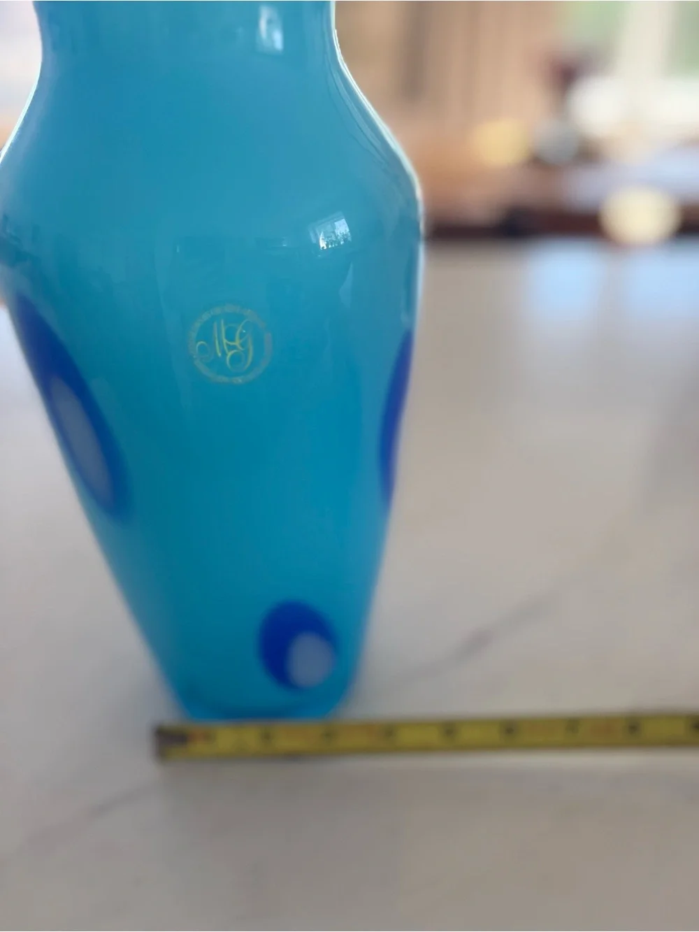 Margie's Garden Hand Blown Blue Vase